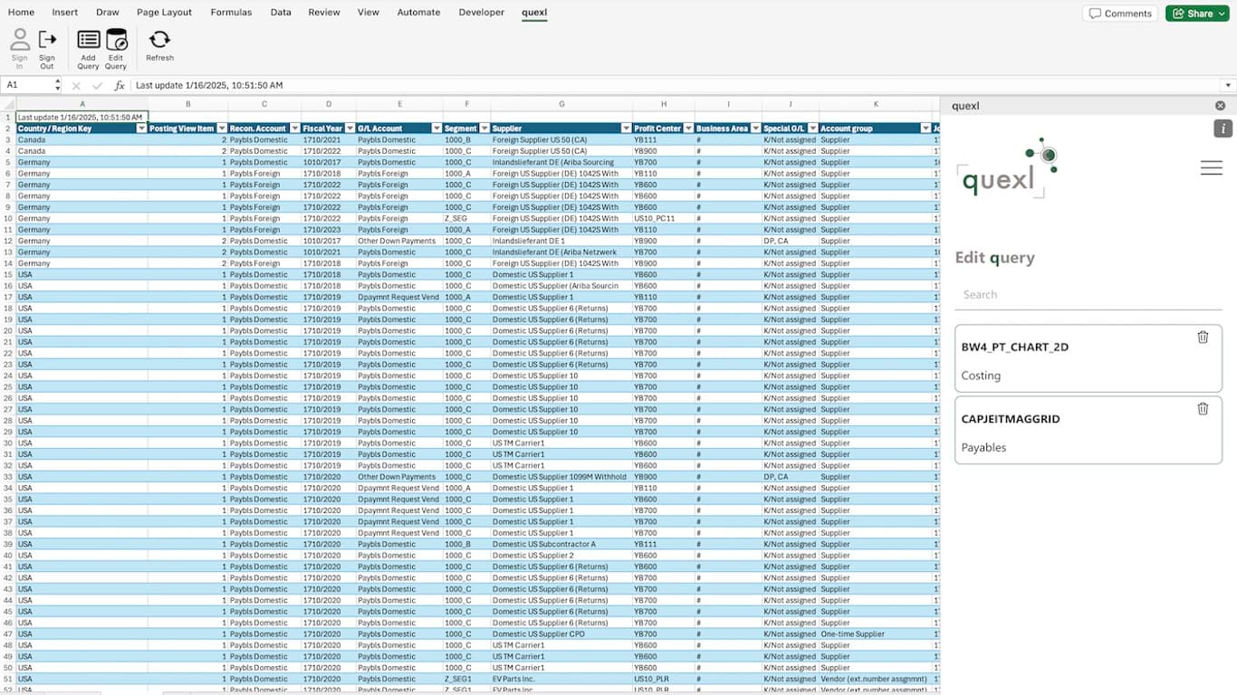 Real-Time SAP Data in Excel