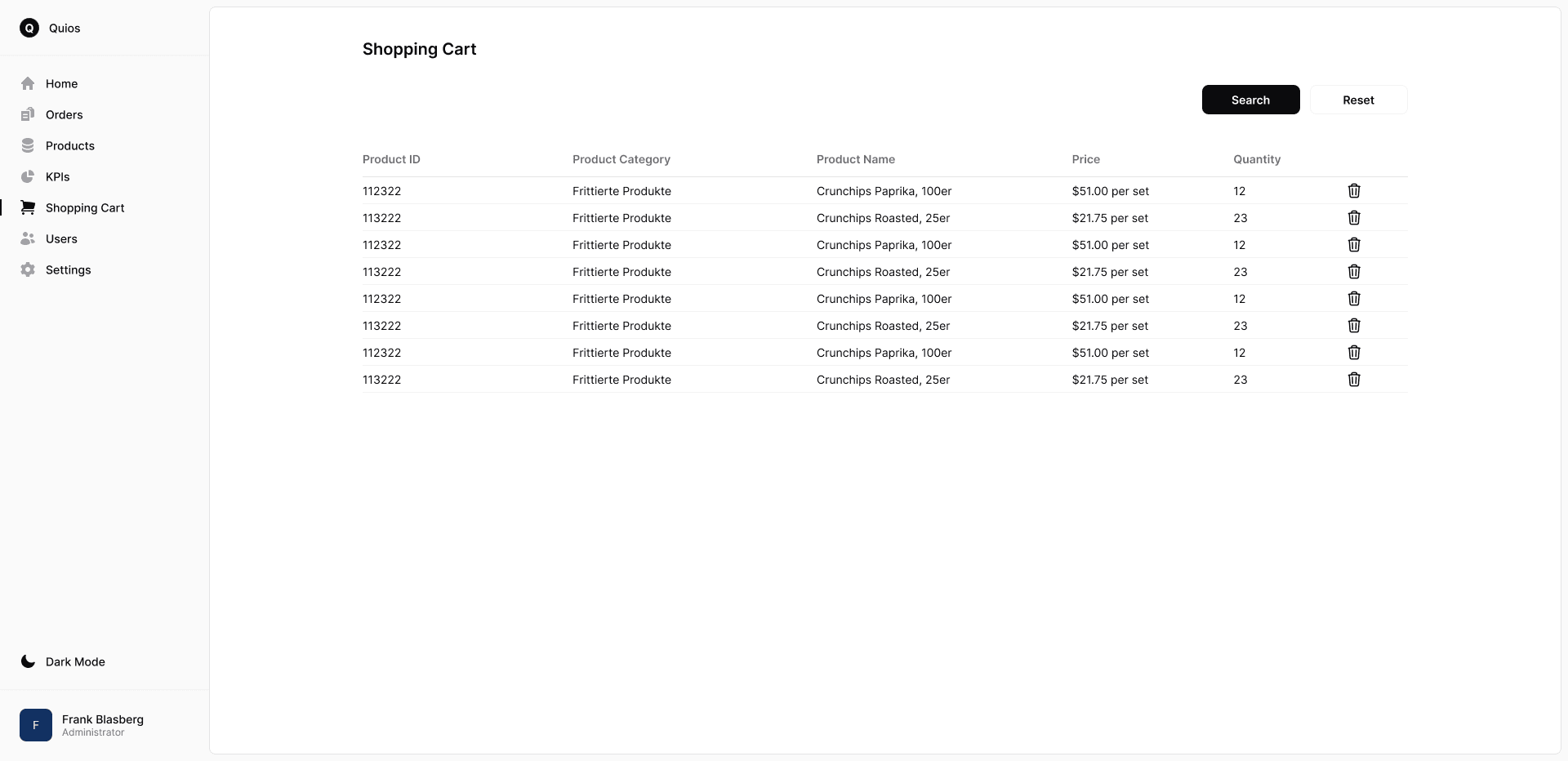 Shopping Cart & Inquiry